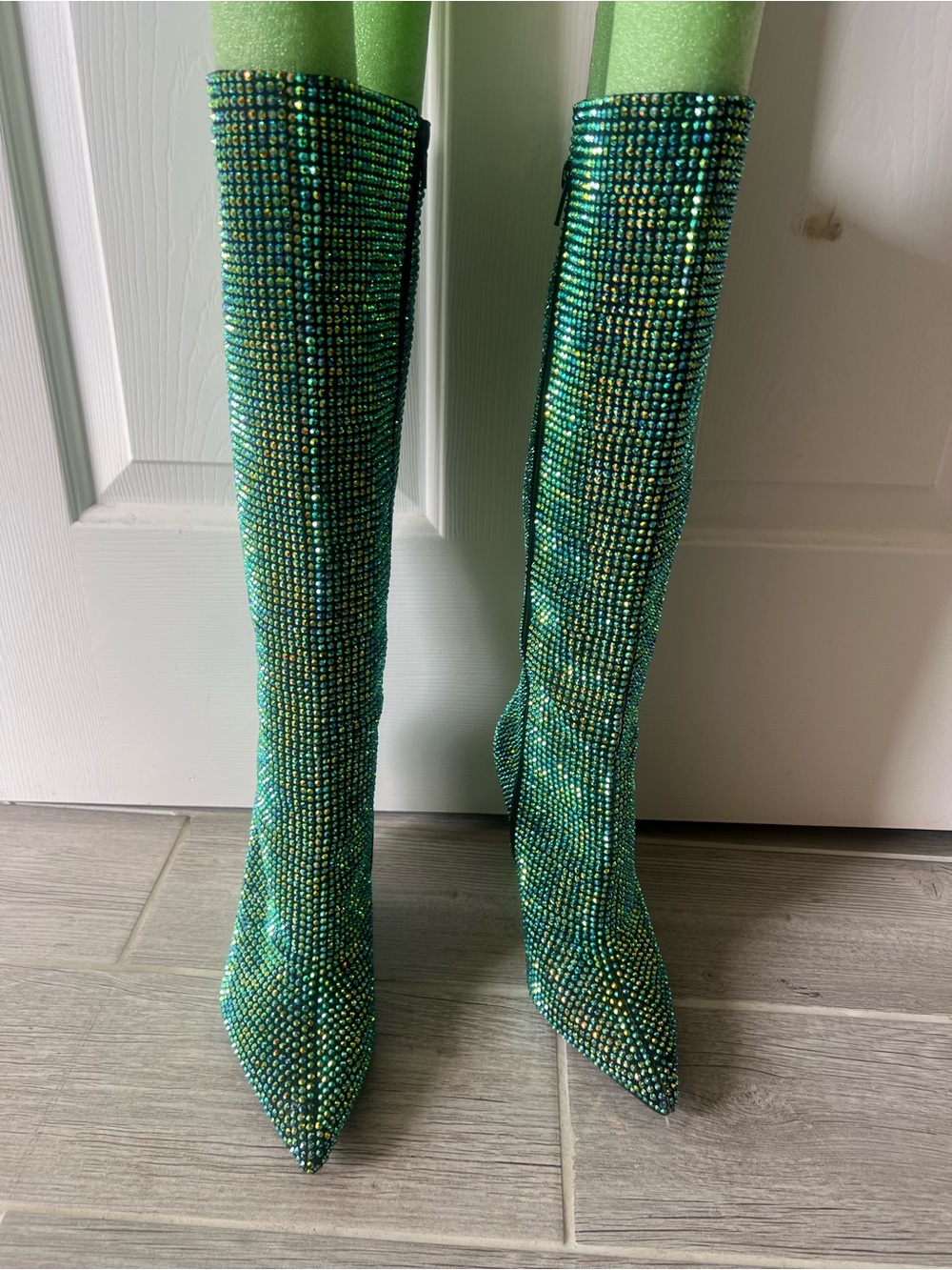 Gianni Bini Green Crystal Knee-High Pointed Boots